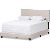 Hampton King Bed in Tufted Light Beige Fabric